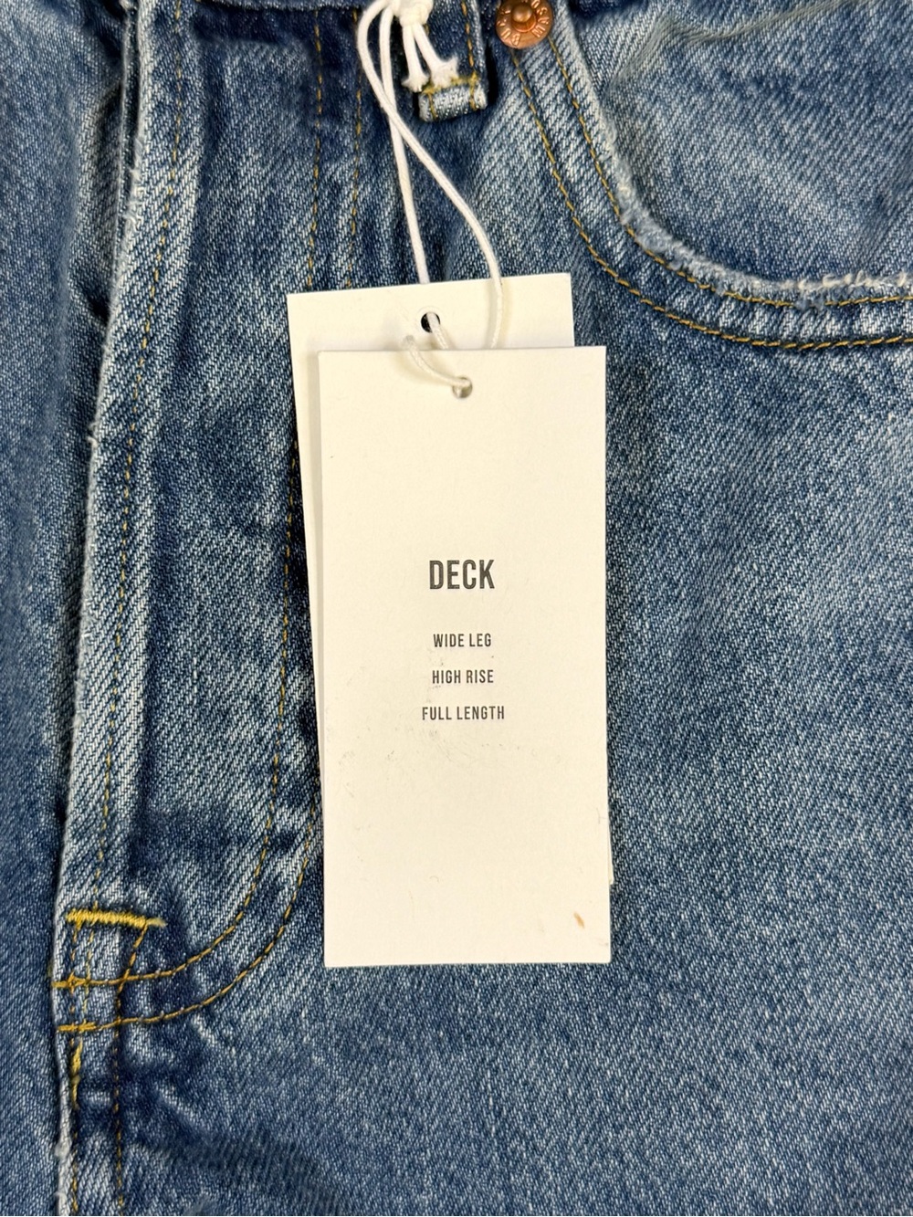 Buck Mason Ridge Twill Jet Set Jeans High Rise Wide Leg Denim Size 26 NEW - Picture 5 of 10
